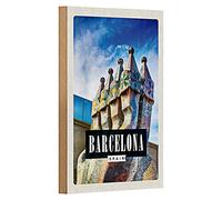 Targa in legno di Barcellona | Souvenir Spagna | Gaudí Mosaico Arte | 12 cm x 18 cm