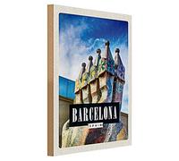 Targa in legno di Barcellona | Souvenir Spagna | Gaudí Mosaico Arte | 30 cm x 40 cm