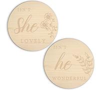 Targa in legno double-face da 15,2 cm, annuncio di gravidanza per ragazzo o ragazza, accessorio per fotografia lui o lei, regalo per neomamme, baby shower, rivelazione di genere, decorazioni per culla