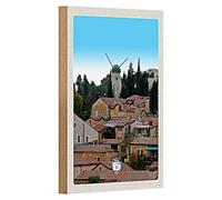 Targa in legno | Gerusalemme mulino a vento | motivo Israele | nostalgia | 12 cm x 18 cm