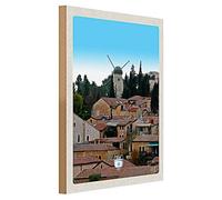 Targa in legno | Gerusalemme mulino a vento | motivo Israele | nostalgia | 30 cm x 40 cm