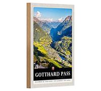 Targa in legno | Gotthard Pass | Svizzera | Nostalgia | Decorazione | 12 cm x 18 cm