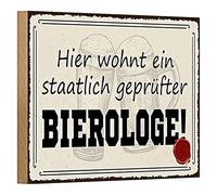 Targa in legno | Hier wohnt ein | Bierologo certificato dallo Stato | 18 cm x 12 cm