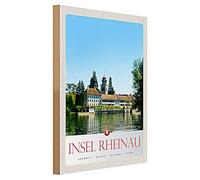Targa in legno | Isola di Rheinau | Souvenir della Svizzera | Decorazione | 30 cm x 40 cm