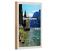Targa in legno Lago di Garda | Nostalgia | Stile retrò | Decorazione | 12 cm x 18 cm