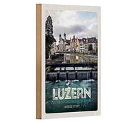 Targa in legno | Lucerna | Souvenir della Svizzera | Decorazione | 12 cm x 18 cm