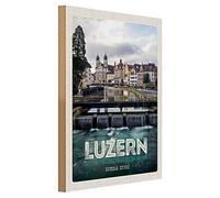 Targa in legno | Lucerna | Souvenir della Svizzera | Decorazione | 30 cm x 40 cm