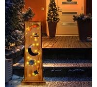 Targa IN Legno Luci Decorative Decorazione Natalizia Timer Interno Batteria