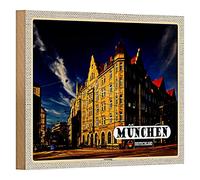 Targa in legno Monaco | Schwabing | Souvenir della Germania | stile retrò | 18 cm x 12 cm