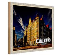 Targa in legno Monaco | Schwabing | Souvenir della Germania | stile retrò | 40 cm x 30 cm