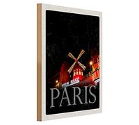Targa in legno | Moulin Rouge | Parigi | Stile retrò | 30 cm x 40 cm
