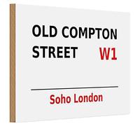 Targa in legno | Old Compton Street | Soho London | Decorazione | 20 cm x 30 cm