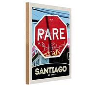 Targa in legno | PARE | Santiago del Cile | stile retrò | 30 cm x 40 cm