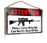Targa in legno per esterni Attenzione: Please Carry Id So We Can Notify Next Of Kin. Poster e stampe cartelli da bar per casa (20 x 30 cm)
