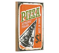 Targa in legno per pizza | Authentic Italian | Best in Town | Decorazione retrò | 12 cm x 18 cm