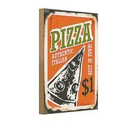 Targa in legno per pizza | Authentic Italian | Best in Town | Decorazione retrò | 20 cm x 30 cm