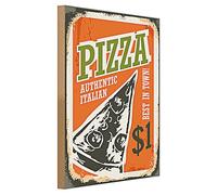 Targa in legno per pizza | Authentic Italian | Best in Town | Decorazione retrò | 30 cm x 40 cm