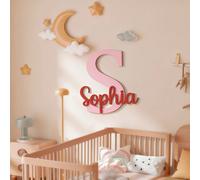 Targa in legno personalizzata a doppio strato con nome, decorazione per camera dei bambini, camera da letto, decorazione da parete, decorazione per feste, regalo di compleanno, regalo per il ritorno a