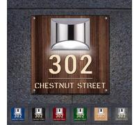 Targa in legno personalizzata con numero di porta a luce solare, numeri di casa all'aperto personalizzati nome via esterno cartelli moderni per casa ufficio cortile