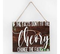 Targa in legno personalizzata con scritta in inglese "If The Facts Don't Fit The Theory' Change The Facts Cute Wall Art Wood Sign 25 x 30,5 cm cartello da appendere in legno decorazione per la casa