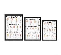 Targa in legno personalizzata da parete con fiore del mese di nascita e nomi da nipoti, simboleggia legami familiari e amore per il compleanno della nonna (M)