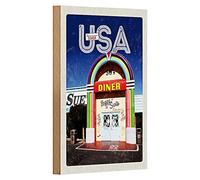 Targa in legno retrò | American Diner | Stile anni '50 | Peggy Sue's | 12 cm x 18 cm