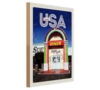 Targa in legno retrò | American Diner | Stile anni '50 | Peggy Sue's | 30 cm x 40 cm
