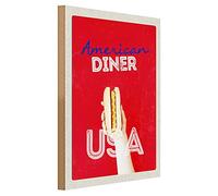 Targa in legno retrò | American Diner | USA Hotdog Design | Decorazione vintage | 30 cm x 40 cm