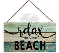 Targa in legno retrò da appendere alla parete, con scritta "Relax You're at The Beach", 20,3 x 30,5 cm