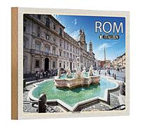 Targa in legno | Roma Italia | Piazza Navona | Decorazione | 18 cm x 12 cm
