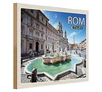 Targa in legno | Roma Italia | Piazza Navona | Decorazione | 40 cm x 30 cm