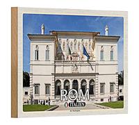 Targa in legno | Roma Italia | Villa Borghese | Nostalgia | 18 cm x 12 cm
