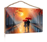 Targa in legno romantica con scritta "Walk Under The Full Moon", in legno, idea regalo per la festa del boss, per la decorazione della casa (23 x 35 cm)