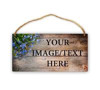 Targa in legno rustica personalizzata - Ciondolo con immagine/logo/testo per porta di cabina, grotta, garage - Decor