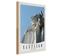 Targa in legno | Santiago del Cile | Statua | 30 cm x 40 cm