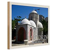 Targa in legno | Santorini Grecia | Monastero di Profitis Ilias | 40 cm x 30 cm