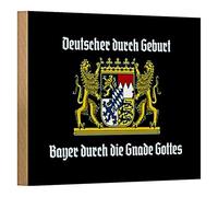 Targa in legno | Tedesco per nascita | Bayer attraverso la grazia di Dio | 18 cm x 12 cm