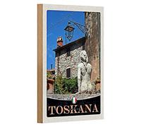 Targa in legno | Toscana Italia | Decorazione vintage per la casa | 12 cm x 18 cm