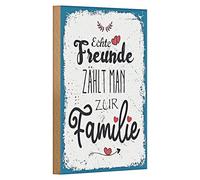 Targa in legno | veri amici si conta alla famiglia | Design vintage | 12 cm x 18 cm