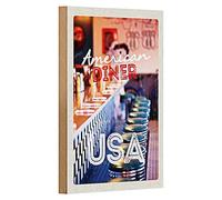Targa in legno vintage | American Diner | decorazione retrò USA | 12 cm x 18 cm