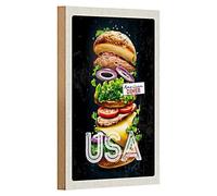 Targa in legno vintage | American Diner | USA Burger Design | 12 cm x 18 cm