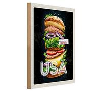 Targa in legno vintage | American Diner | USA Burger Design | 30 cm x 40 cm