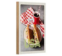 Targa in legno vintage | American Diner | USA Hotdogs | Decorazione retrò | 12 cm x 18 cm