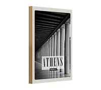 Targa in legno vintage | Atene Greece | colonne antiche | 20 cm x 30 cm