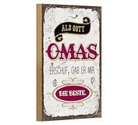 Targa in legno vintage | Come Dio Nonna ha creato | La migliore | 12 cm x 18 cm