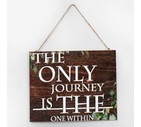 Targa in legno vintage con decorazione primitiva "The Only Journey Is The One Inside", da parete, in legno, 25,4 x 30,5 cm, da appendere, decorazione per la casa e la sala da pranzo