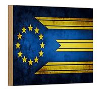 Targa in legno vintage dell'Unione europea | Targa decorativa in legno retrò per collezionisti e appassionati | 18 cm x 12 cm
