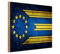 Targa in legno vintage dell'Unione europea | Targa decorativa in legno retrò per collezionisti e appassionati | 40 cm x 30 cm