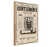 Targa in legno vintage | Gentlemen's Elite Club | whisky e sigari | decorazione retrò | 30 cm x 40 cm