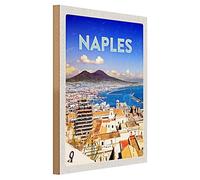 Targa in legno vintage | Napoli | città costiera italiana | decorazione | 30 cm x 40 cm